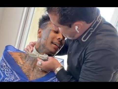 Blueface First Rapper To Get Diamond Bandana Collar Chain