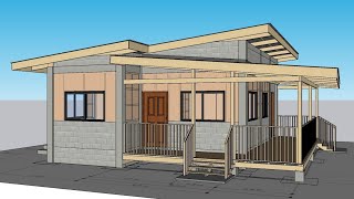 House Design:(63sqm) 3 bedrooms, 2 terrace, half concrete, half plywood, bahay kubo design(PART 1)