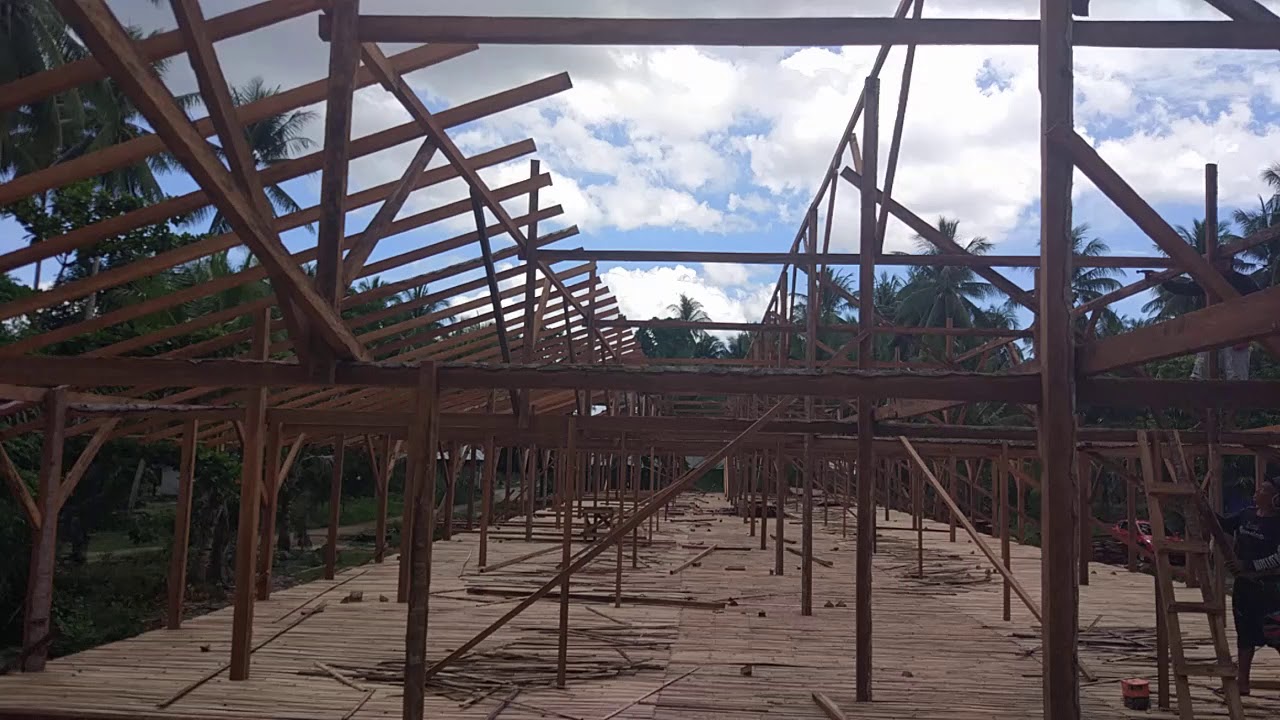Proses pemasangan rangka  atap  full kayu  kelapa YouTube