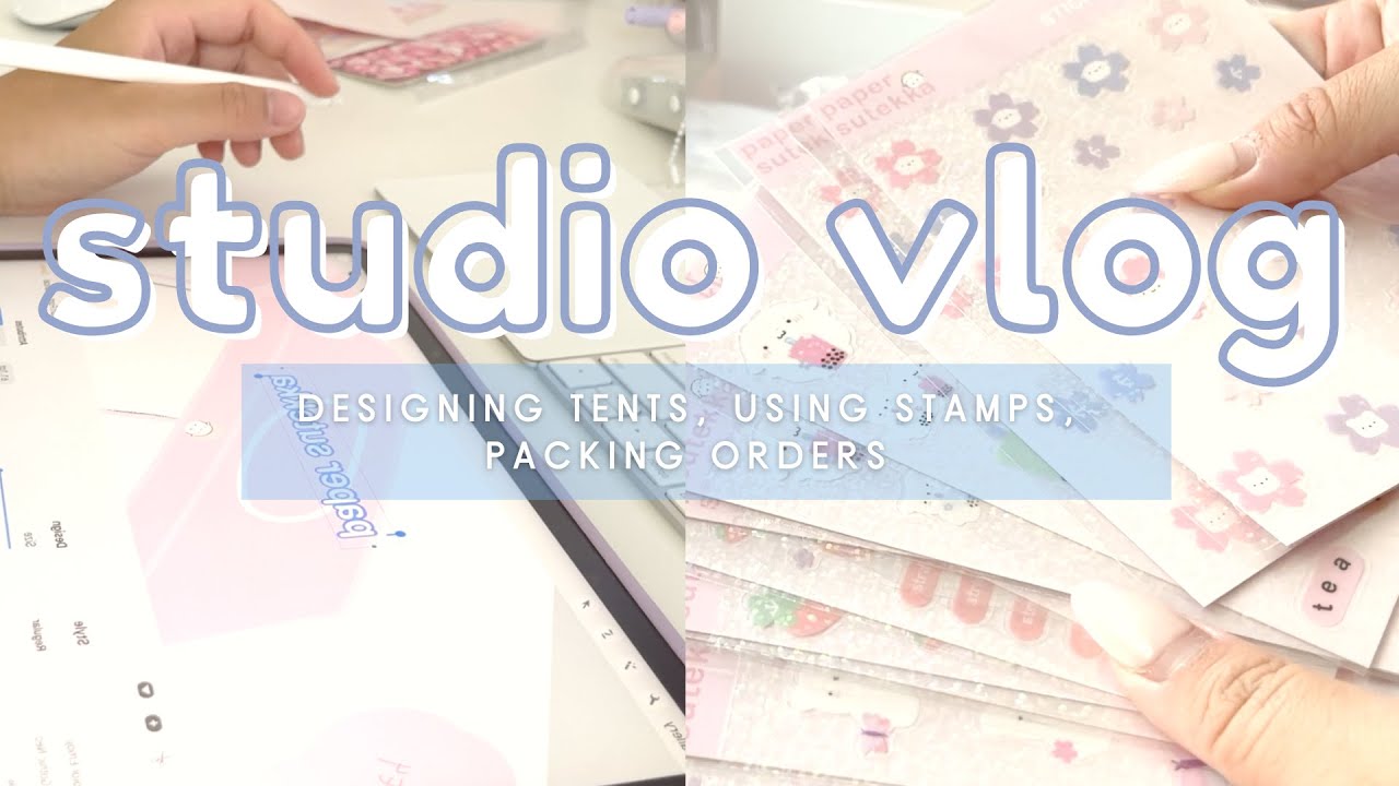 💖studio VLOG + 20k GIVEAWAY ✨ custom backing cards, packing orders + designing/sketching new tent