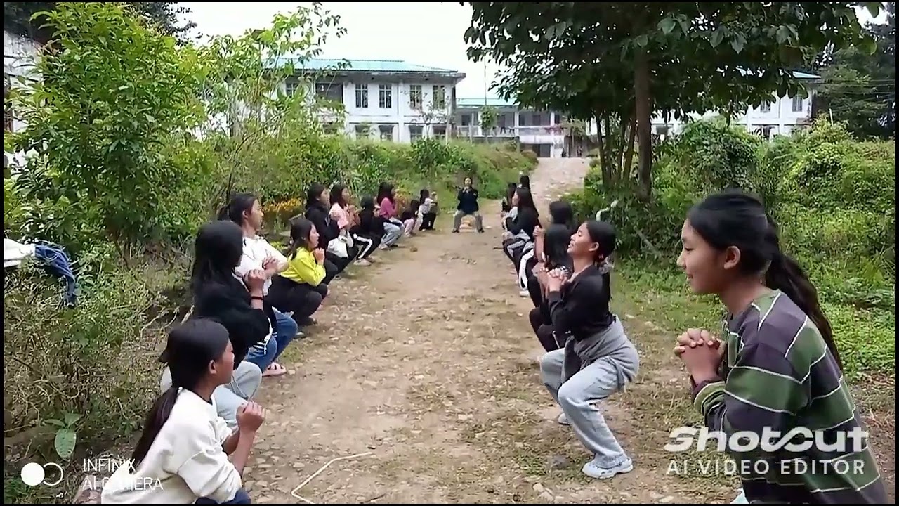Students taking morning exercise 
