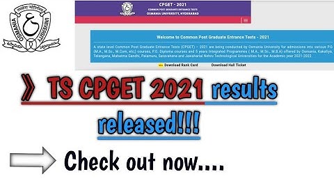 TS CPGET 2021 results released || CPGET results.