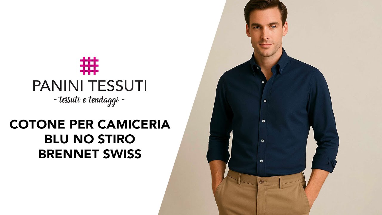 Scopri il nostro tessuto Cotone per Camiceria Blu No Stiro Brennet Swiss