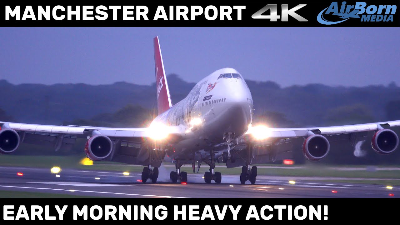FANTASTIC Early Morning Heavy Action! Arrivals Departures Manchester Airport 4K Plane Spotting