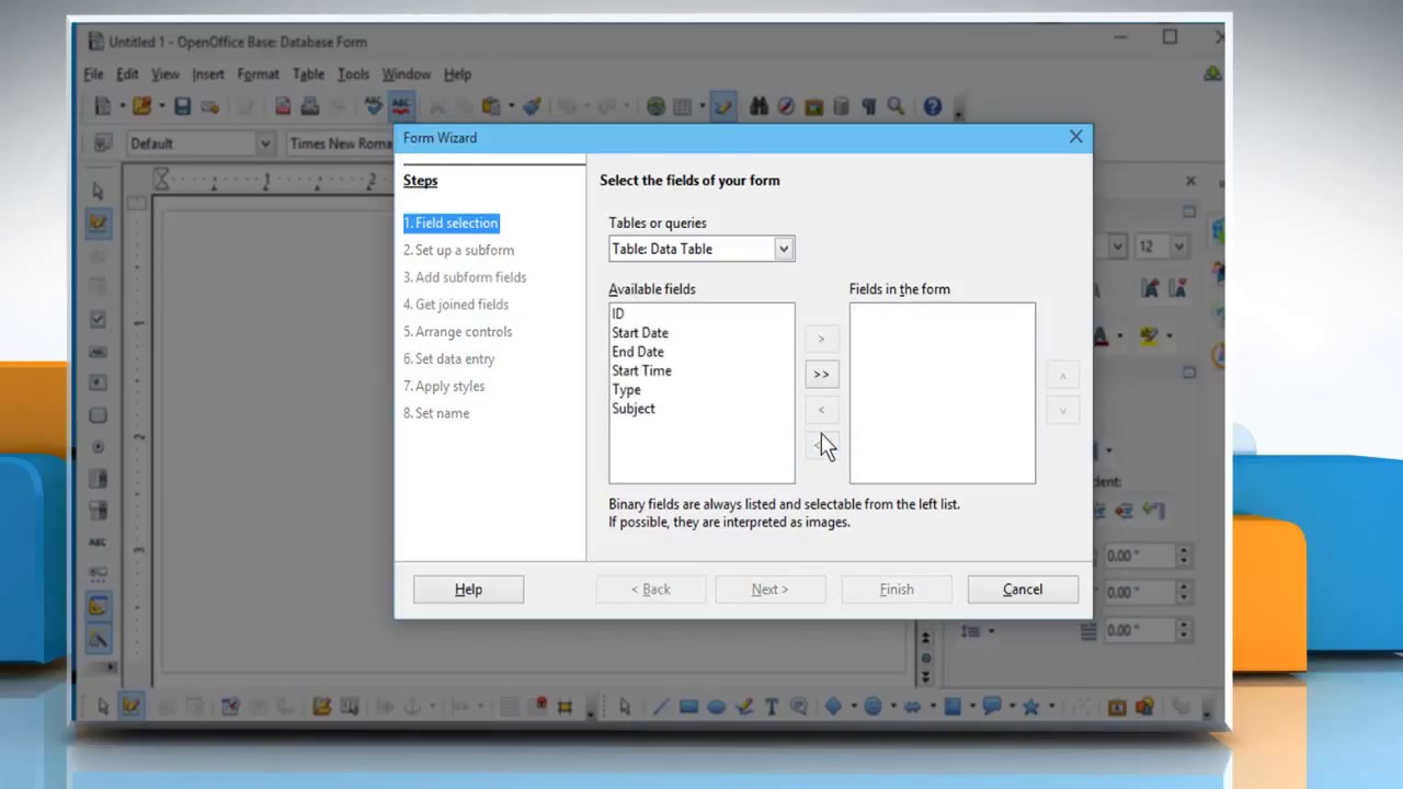 How to create form in OpenOffice™ database - YouTube