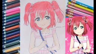 رسم روبى من انمى لوف لايف . drawing Ruby from love live sunshine