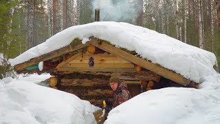 BAD WINTER WEATHER CAUGHT A MAN IN A SMALL FOREST HOUSE