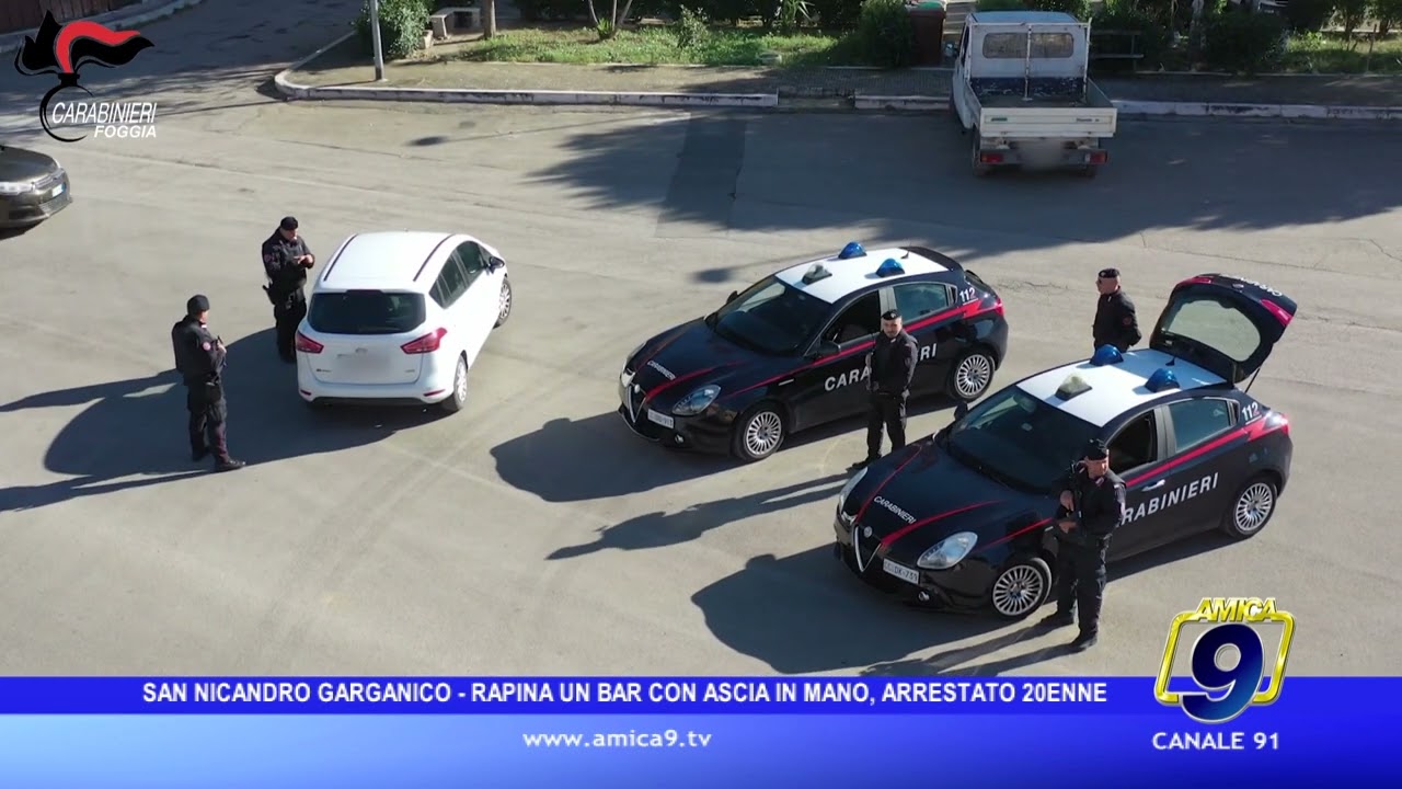 San Nicandro Garganico – Rapina un bar con ascia in mano, arrestato 20enne
