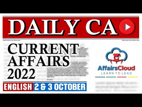 Current Affairs 2 & 3 October 2022 | English | By Vikas Affairscloud For All Exams