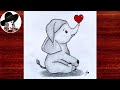 How to draw a cute elephant with heart || Easy elephant drawing