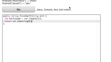 Java: CodingBat– String-1– firstHalf