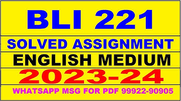 bli 221 solved assignment 2023-24 | bli 221 solved assignment in english 2024 | bli 221 2024
