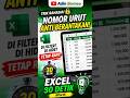 Rumus Biar Nomor Urut Excel Gak Rusak Pas Di-filter. Excel 30 Detik Part5 #excel #jagoexcel
