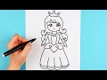 How to draw a princess easy | Drawing and coloring princess