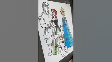 Disney FROZEN Coloring Video - Princess Anna, Queen Elsa, Olaf and Kristoff