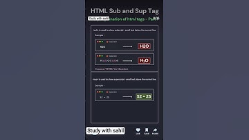 HTML Sub and Sup Tag 🤔🫡 Simple Explanation of html tags - Part 1 #html #webdevelopment