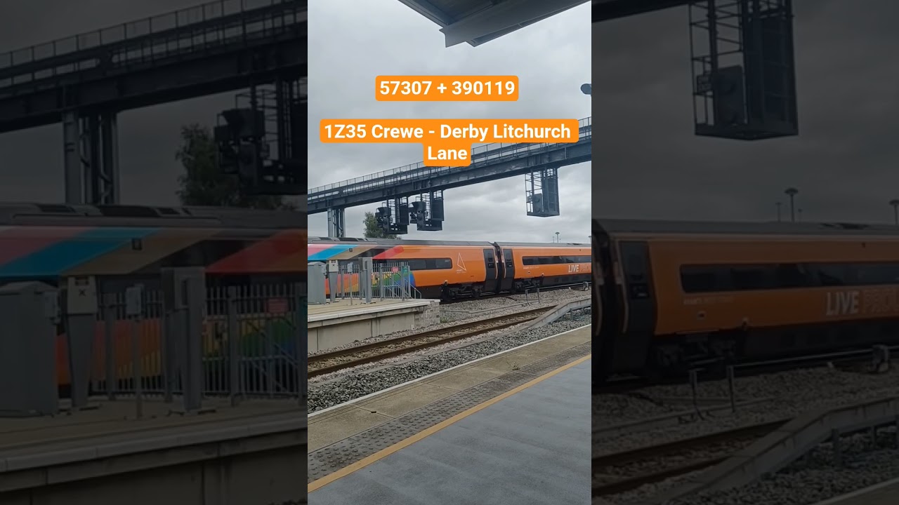 57307 drags 390119 into Derby on its way to The Greatest Gathering