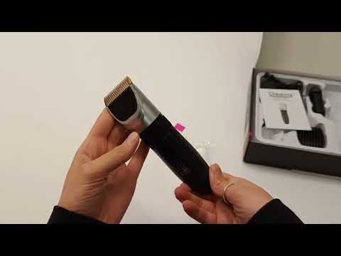 Машинка для стрижки волосся професійна з двома акумуляторами 4 змінних насадки триммер для бороди та волосся, видео 1