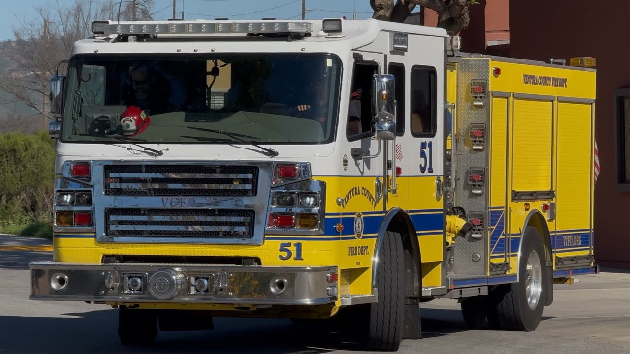 Ventura County Fire Department Medic Engine 51 Enroute to Station 29 ...