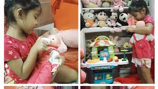 Myra Pretends Play With Dolls And Shopping