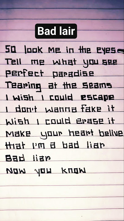 Bad lair❤️❤️ #lyricalstatus #leanenglish #handwriting