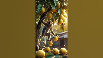 A baby monkey planted a mango tree on a  train track 🛤️#ai #monkey #mango #train #tree #track