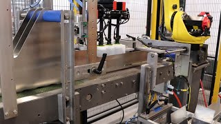 Hamrick Packaging Systems - CP10 R Compact Robotic Case Packer with a Fanuc M-20 Robot