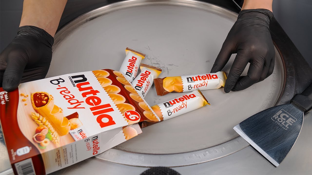 🍯 ASMR - Nutella Experiment | what happens if you mix all Nutella Products into one  Ice Cream Rolls