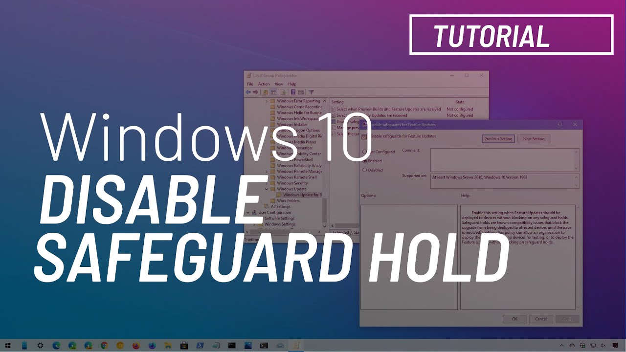 Windows 10 tutorial: disable safeguard hold to force feature updates via Windows Update - YouTube