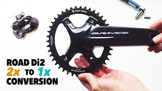 Road Di2 1x drivetrain conversion and how to fit Wolf Tooth chainring to DA R9100 crank