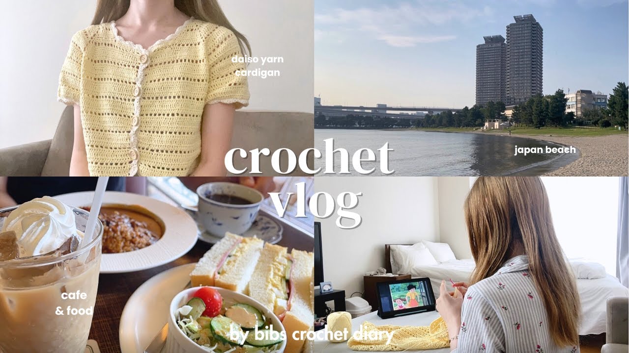 crochet vlog | top down cardigan with daiso yarn, odaiba beach, recent purchases, food, tanabata