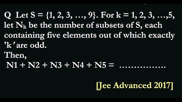 Jee advanced 2017 QUICK SOLVE Let S = {1, 2,3,....9} then no of subsets containing 5 #jeeadvanced