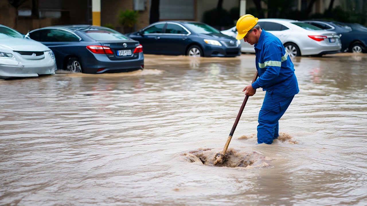 Unclogging the Streets Draining a Flooded Roadway - YouTube