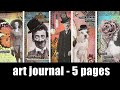 art journal - 5 vintage pages