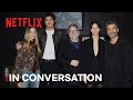 Margot Robbie with Guillermo del Toro, Jacob Elordi and Oscar Isaac on Frankenstein | Netflix