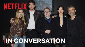 Margot Robbie with Guillermo del Toro, Jacob Elordi and Oscar Isaac on Frankenstein | Netflix