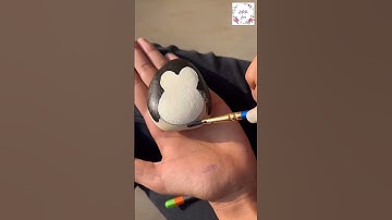 Lets paint penguin on stone | stone painting | penguin drawing 🐧 #stonepainting #stoneart #penguin