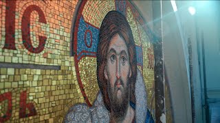 Installation of mosaic Christ the Shepherd, highlights