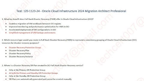 Oracle Cloud Infrastructure 2024 Migration Architect Professional (1Z0-1123-24) Dump
