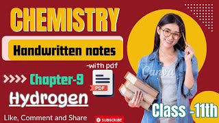 Hydrogen |class 11th chemistry chapter-9 |handwritten notes with pdf |@StudyExplorer15