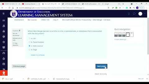 VINSET 2.0 Day 3 Microsoft Office 365 for Productivity Mail/Merge-Exit COMPLETE CORRECT answer