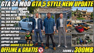 SHARE‼️GTA SA MOD GTA 5 STYLE FULL MOD MOBIL & MOTOR   FULL SKIN‼️GTA SA LITE MOD GTA V TERBARU
