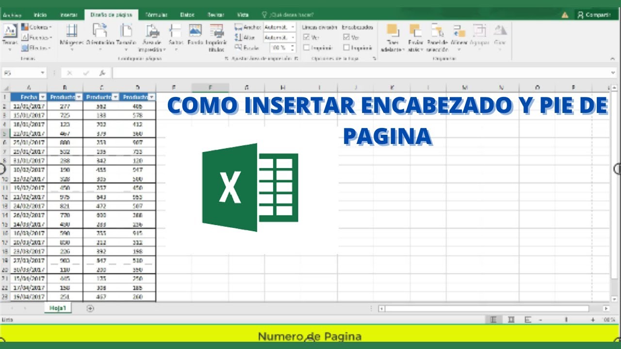 Como insertar número de página en Excel