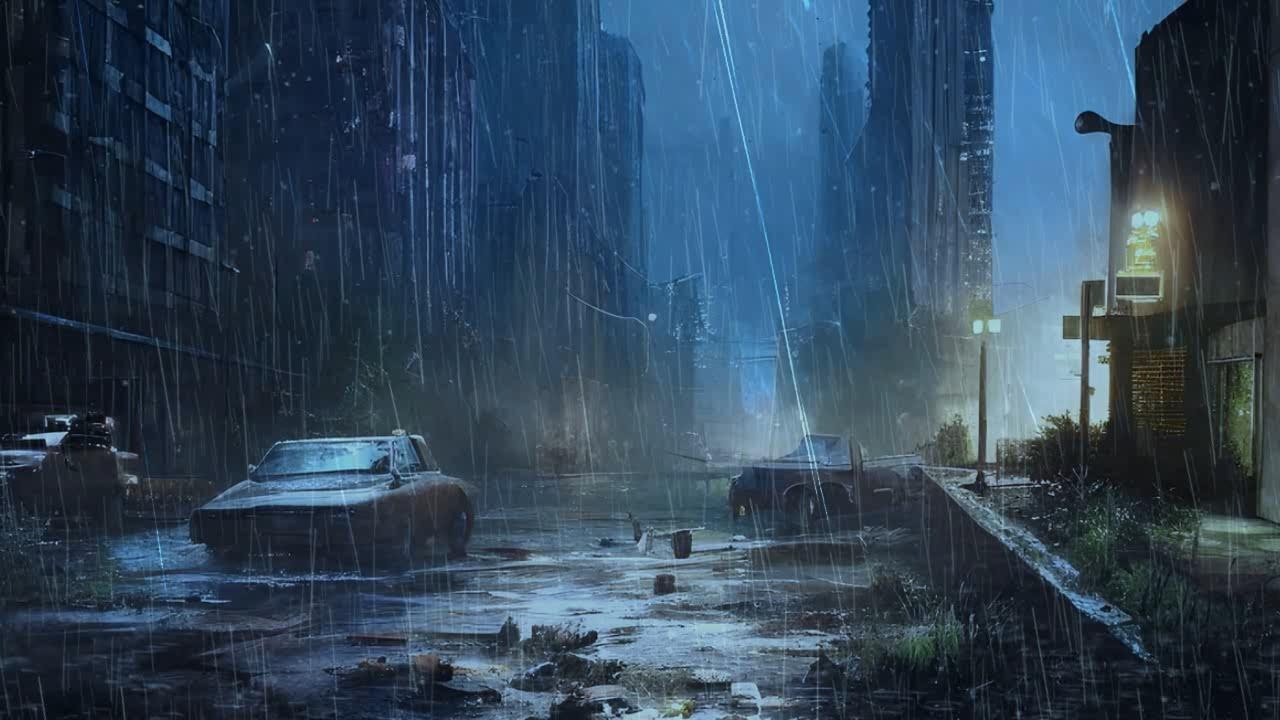 【脳内”α波”大量発生雨音】荒廃した都市に吹き荒れる酷い雨風の音が 睡眠導入剤となり3分で熟睡｜奥行きのある立体サウンド｜瞑想｜ピンクノイズ｜ホワイトノイズ｜ASMR｜雨音｜雨の音｜睡眠