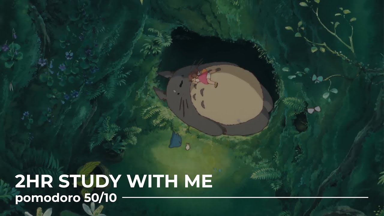 2HR STUDY WITH ME 🌷🕯️ | peaceful piano & violin studio ghibli instrumental | pomodoro 50/10