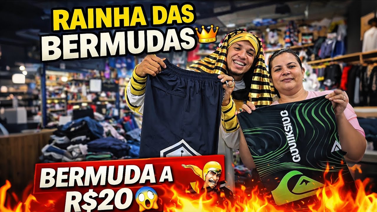 A RAINHA DAS BERMUDAS DO BRÁS! 👑 | Bermuda Impermeável e Bermuda Surf por R$20 no Atacado