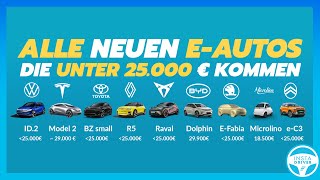 Diese günstigen E-Autos kommen unter 25.000 € | VW, Tesla, BYD, Renault, Skoda, Cupra & IZERA