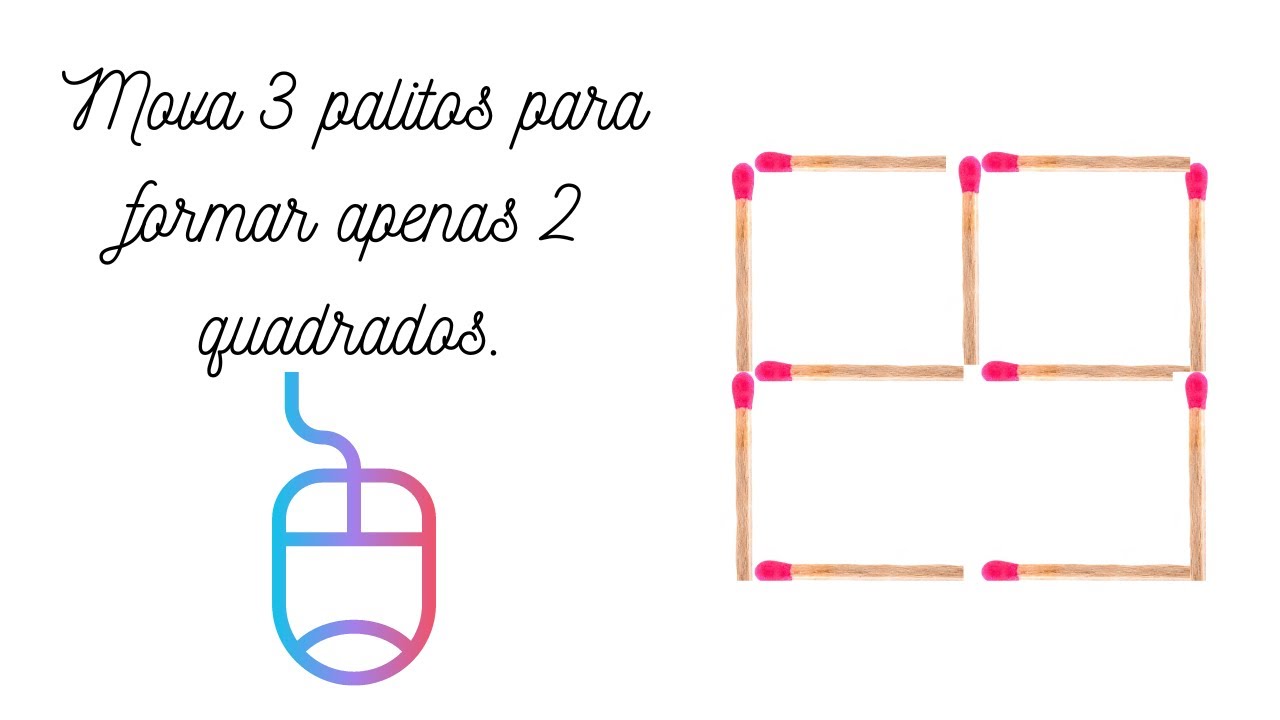 Desafio 2: retirar apenas 3 palitos e obter 3 quadrados