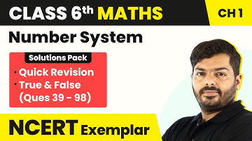 Number System - Quick Revision/All Concepts/True & False | Class 6 Maths Ch 1 NCERT Exemplar Book
