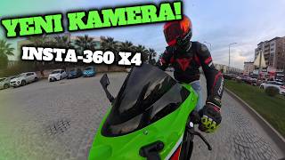 Yeni̇ Kemera İnsta360 X4 Kawasaki̇ Zx6R Araba Önüme Kirdi